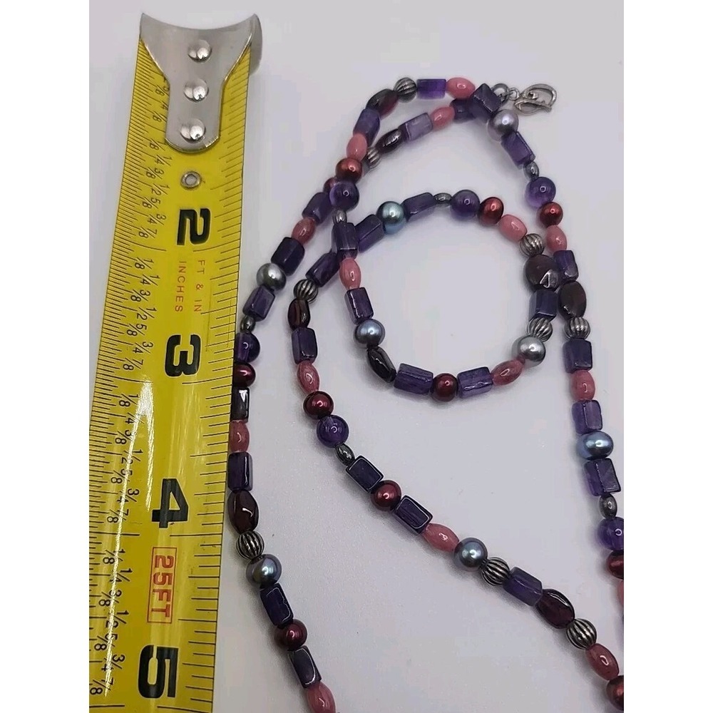 Vintage Carolyn Pollack QVC Southwest Amethyst Rhodonite Raspberry Pearl Bead... - Picture 11 of 12